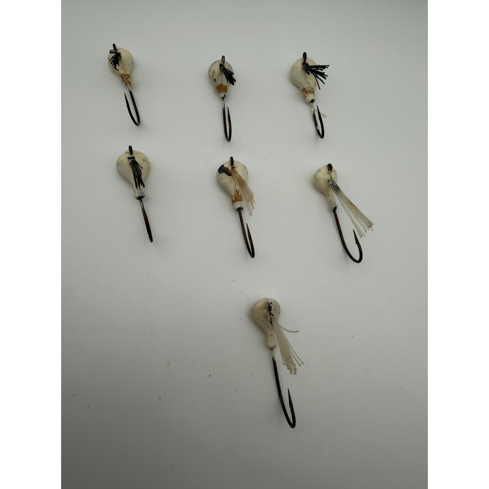 Lot of 7 White Weedless Fishing Jig Heads 1/2 oz Vintage Style Bass Lures B135